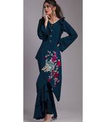 All Season Designer Teal Green Diamond Heavy Georgette Fancy Kurti