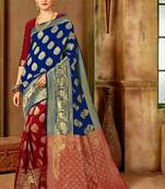 Blue Woven Banarasi Saree With Blouse