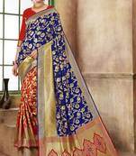 Blue Woven Banarasi Saree With Blouse