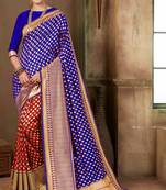 Blue Woven Banarasi Saree With Blouse