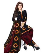 Black Batik Synthetic Unstitched Salwar With Dupatta