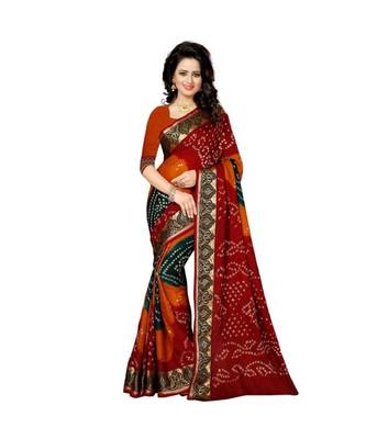 Multicolor Printed Art Silk Saree With Blouse 1