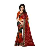 Multicolor Printed Art Silk Saree With Blouse