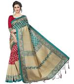 Multicolor Printed Art Silk Saree With Blouse