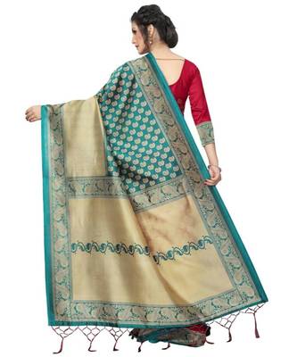 Multicolor Printed Art Silk Saree With Blouse 2