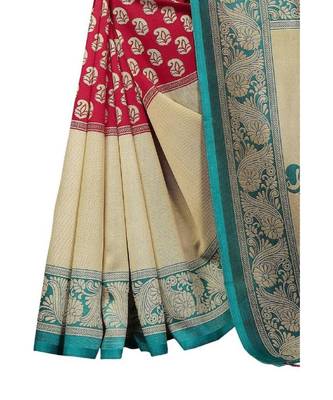 Multicolor Printed Art Silk Saree With Blouse 3