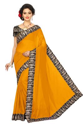 orange plain Chanderi Cotton Kalamkari  saree with blouse 1