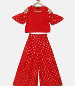 Red printed polyester kids-tops