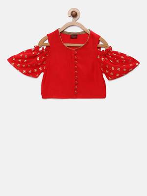 Red printed polyester kids-tops 2
