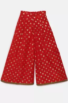 Red printed polyester kids-tops