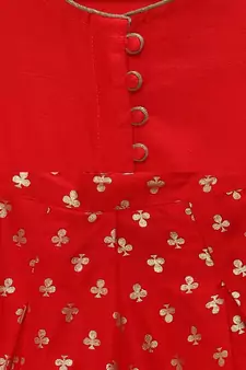 Red printed polyester kids-tops