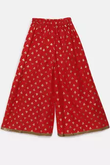 Red printed polyester kids-tops