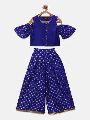 Blue printed polyester kids-tops 1