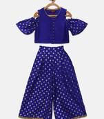 Blue printed polyester kids-tops