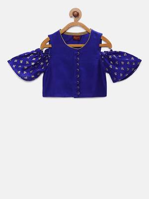 Blue printed polyester kids-tops 2