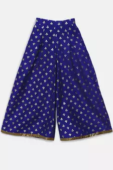 Blue printed polyester kids-tops