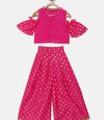 Pink printed polyester kids-tops