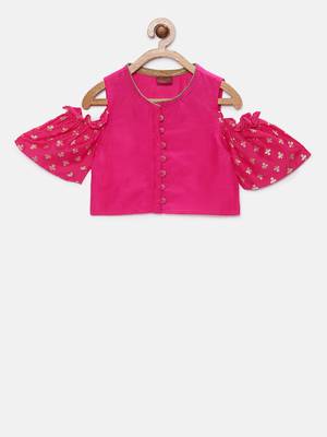 Pink printed polyester kids-tops 2