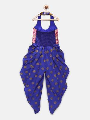 Blue printed brocade kids-tops 2