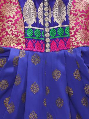 Blue printed brocade kids-tops 3