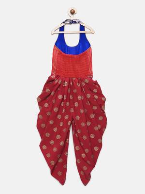 Red printed brocade kids-tops 2