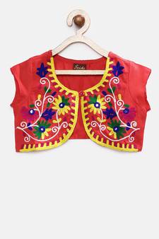 Red printed cotton kids-tops
