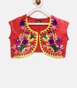 Red printed cotton kids-tops