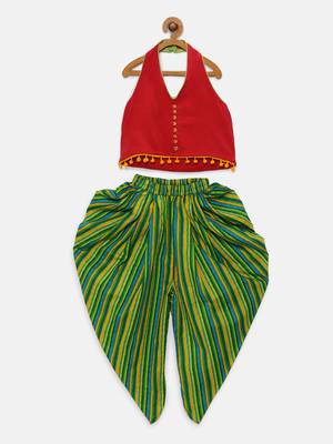Red printed cotton kids-tops 1