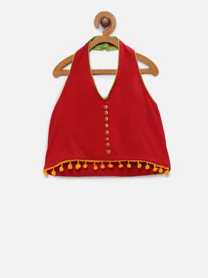 Red printed cotton kids-tops 2