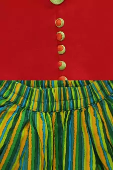 Red printed cotton kids-tops