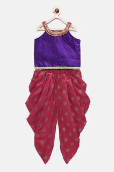 Blue printed jaquard kids-tops