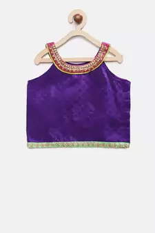 Blue printed jaquard kids-tops