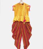 Yellow printed cotton kids-tops