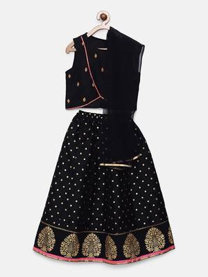 Black printed jaquard kids-tops 1