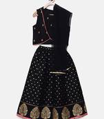 Black printed jaquard kids-tops