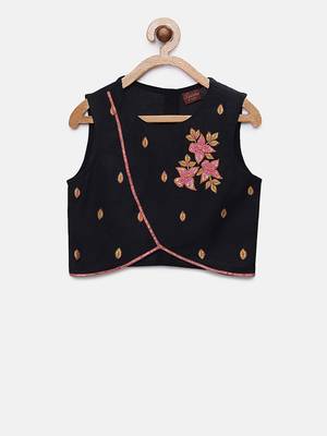 Black printed jaquard kids-tops 2