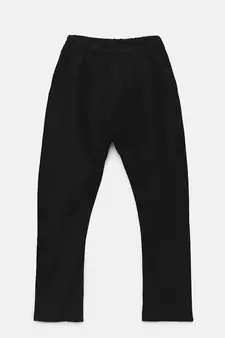 Black woven polyester kurta pyjama with nehru jacket for boys