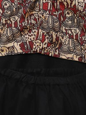 Black woven polyester kurta pyjama with nehru jacket for boys 5