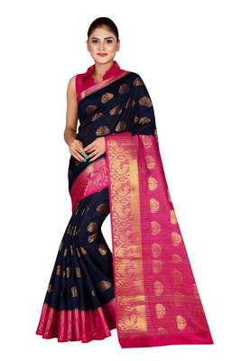 Multicolor woven art silk saree with blouse 1