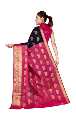 Multicolor woven art silk saree with blouse 3