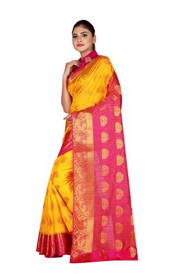 Multicolor woven art silk saree with blouse 2