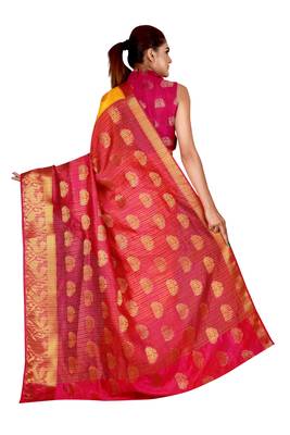 Multicolor woven art silk saree with blouse 3