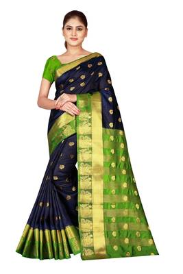 Multicolor woven art silk saree with blouse 1