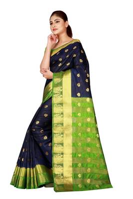 Multicolor woven art silk saree with blouse 2