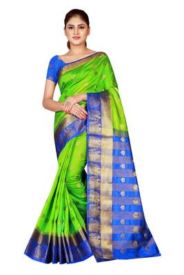 Multicolor woven art silk saree with blouse 1