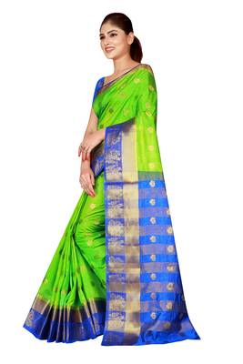 Multicolor woven art silk saree with blouse 2