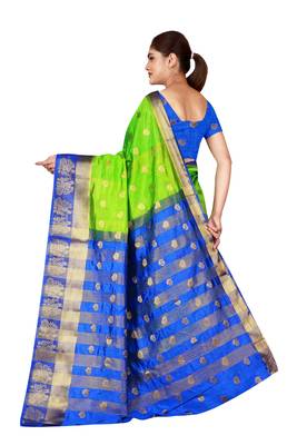 Multicolor woven art silk saree with blouse 3