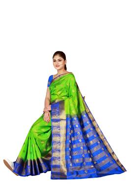 Multicolor woven art silk saree with blouse 5