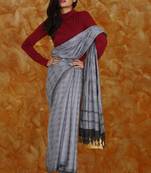 Steel Kora Silk Saree With Woven Design