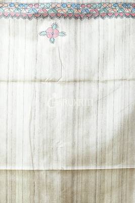 Beige Printed Madhubani Gheecha Saree 3